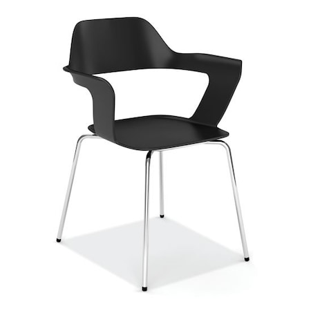 Officesource Zella Collection Stackable Chair with Chrome Frame 6054BK